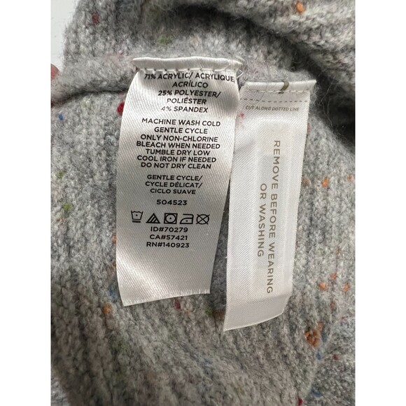 Loft Women's Cowl Neck Sweater Grey Multicolor Flecked Turtleneck Size XS - Picture 4 of 6
